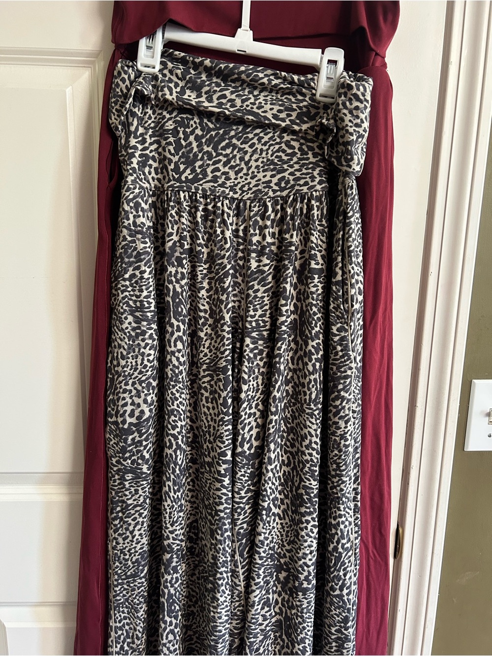 Leopard Print Wide-Leg Pants - Black & Cream